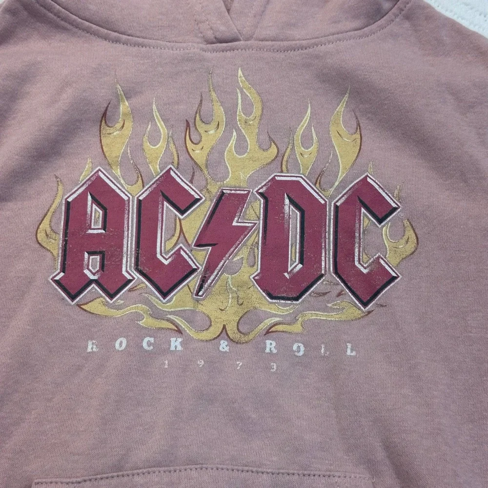 ACDC Rock & Roll Graphic Hoodie Pink Girls Size M 8 retro, nostalgic
